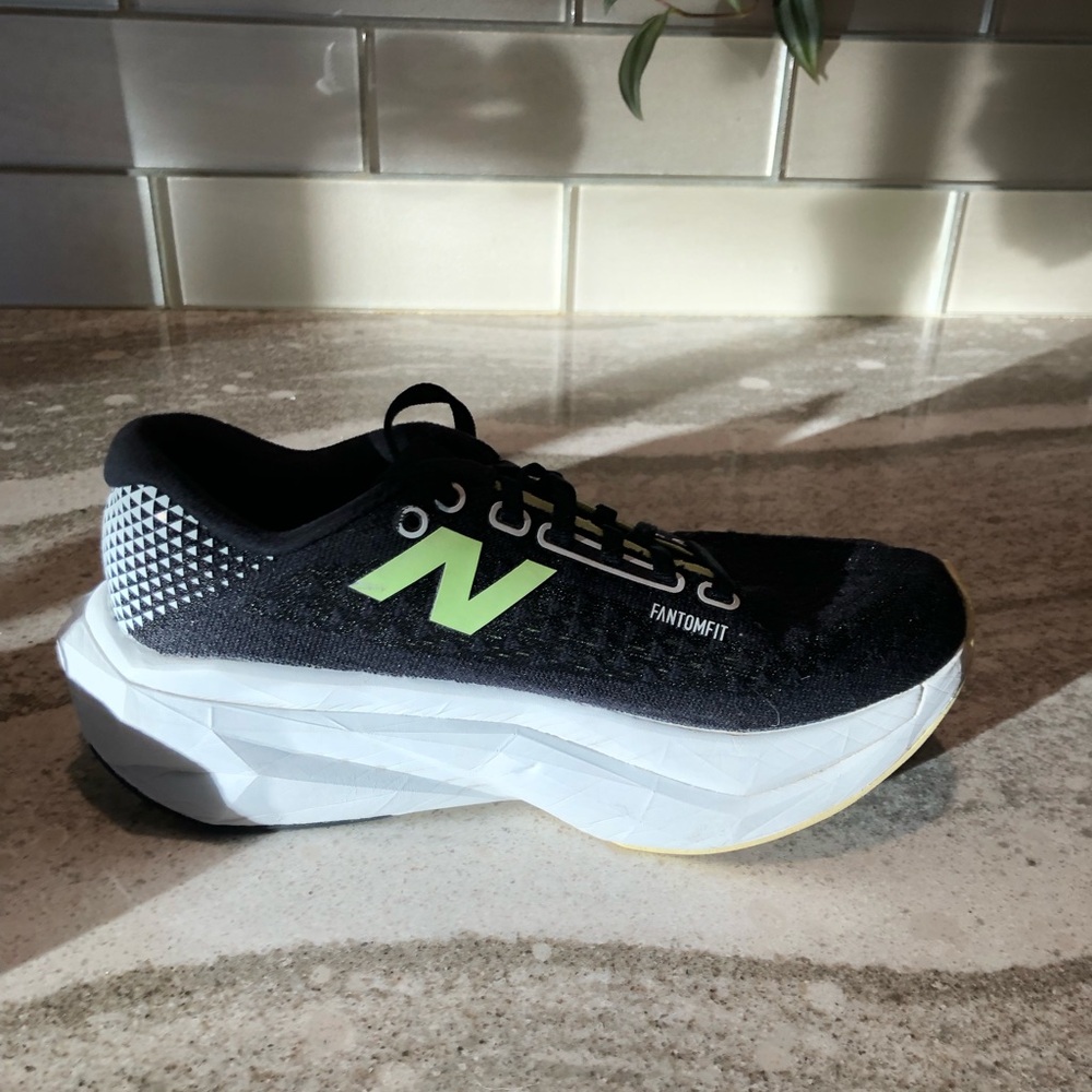 New Balance Fuel Cell  V3 Black and White Shoe with Green Accent
